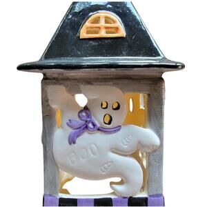 Vintage Halloween Haunted House Ceramic Candle Holder